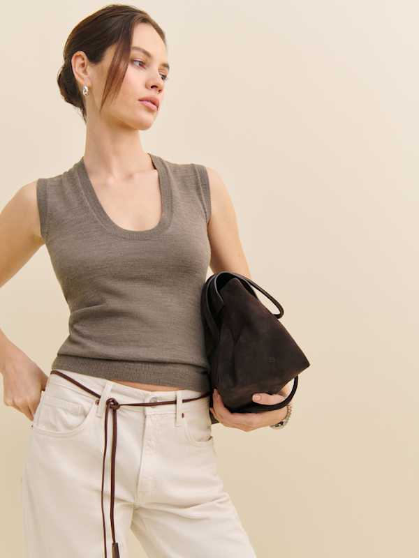 Marta Regenerative Merino Sweater Tank - Cocoa